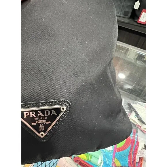 Prada Drawstring Wristlet Bucket Bag Tessuto Small